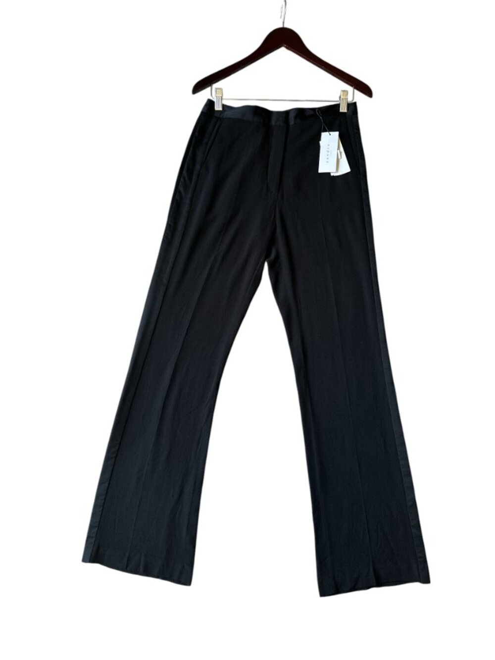 Sandro Paris Tuxedo Stripe Black Tonal Women's Pants Trousers Sz 40 NWT